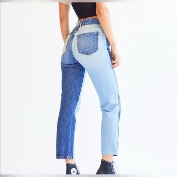 Revice Distressed Colorblock 2 Tone Denim Jeans sz 27 - Picture 3 of 11